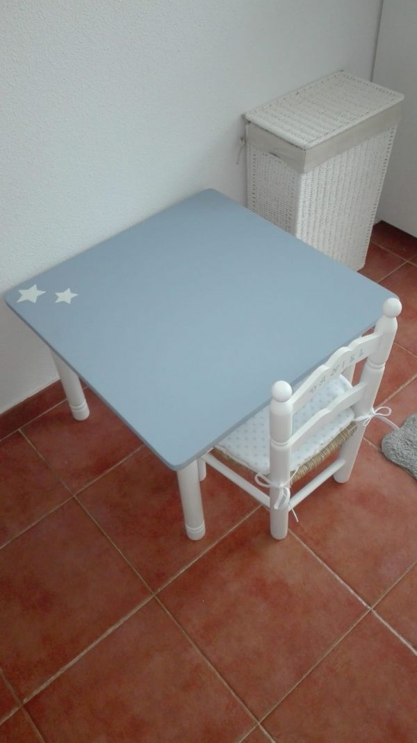 MESA INFANTIL ARTESANAL AZUL