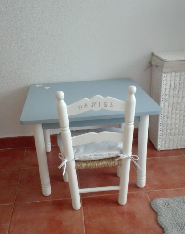 MESA INFANTIL ARTESANAL AZUL