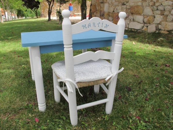 MESA INFANTIL ARTESANAL AZUL REAL