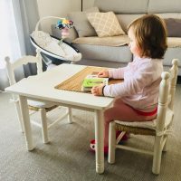MESA INFANTIL ARTESANAL BLANCO ROTO