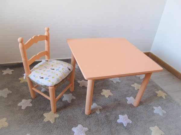 MESA INFANTIL ARTESANAL NARANJA