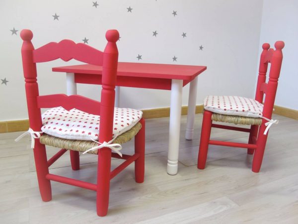 MESA INFANTIL ARTESANAL ROJA RUBÍ