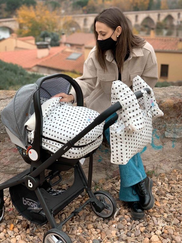 BOLSO PASEO POCKET TELA BLANCO ESTRELLAS NEGRAS