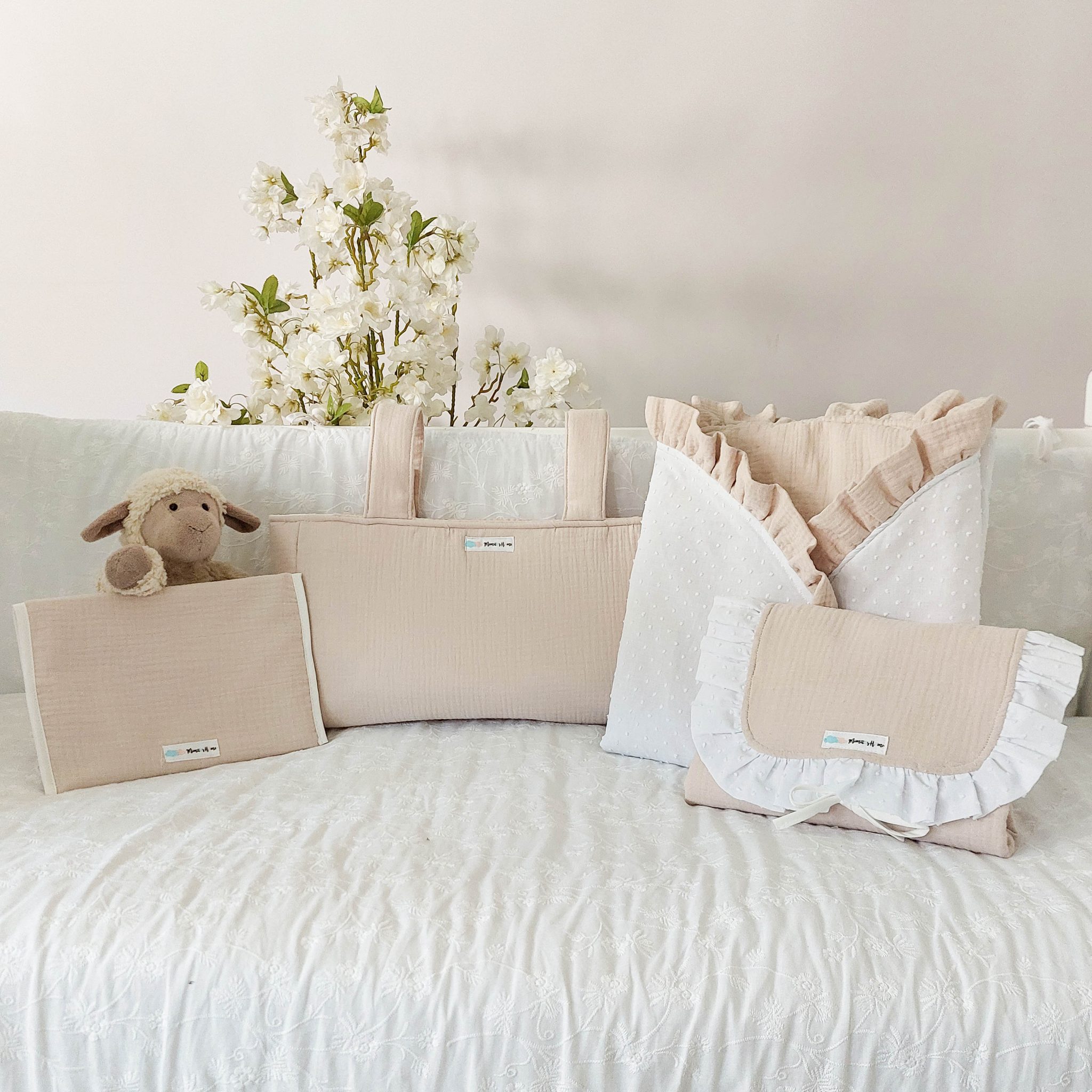 Portadocumentos bebe tela bambula beige - Mimitos Home