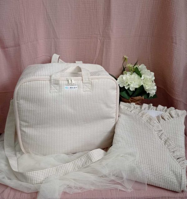 MALETA DE HOSPITAL TELA VICHY BEIGE