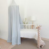 Dosel de techo tela bambula azul bebe
