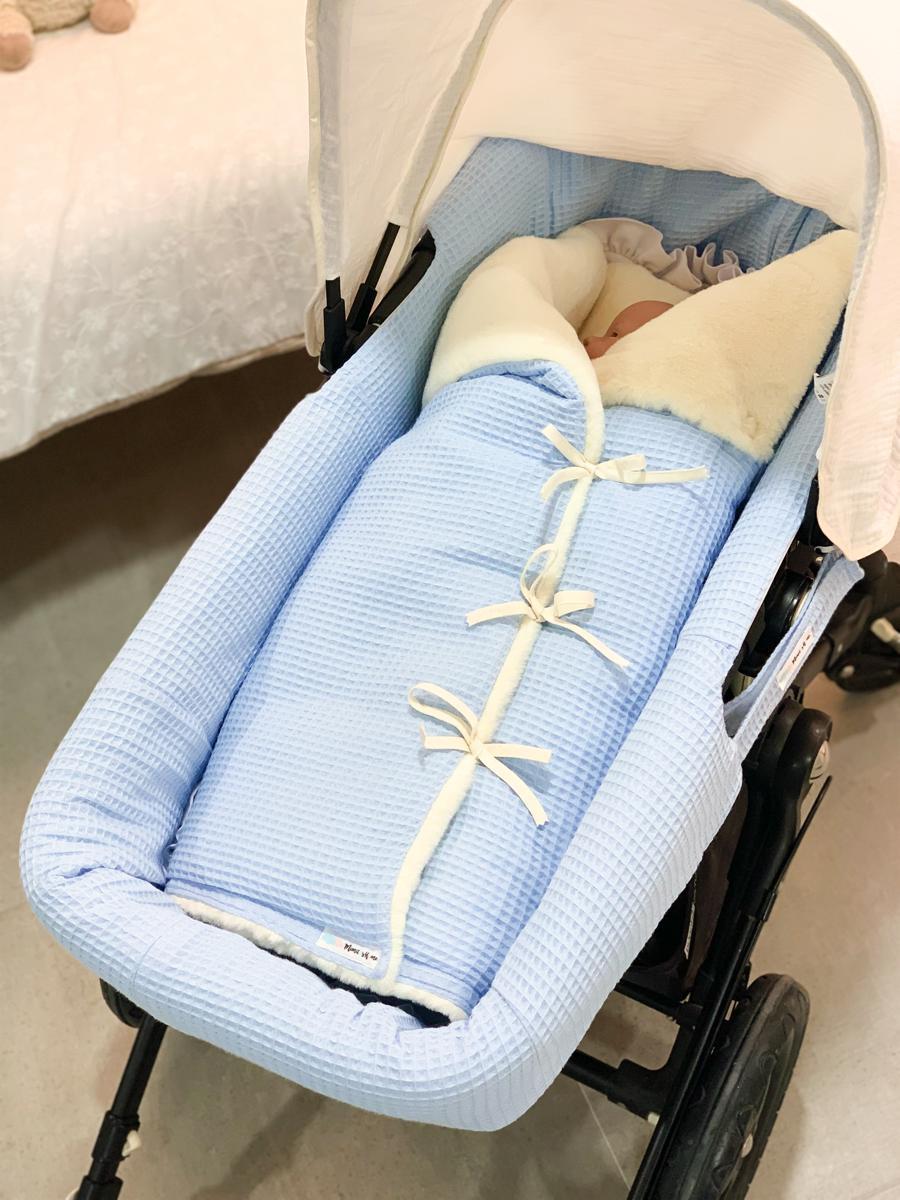 Funda para cuco o vestidura para capazo tela sacks azul bebé - Mimitos Home