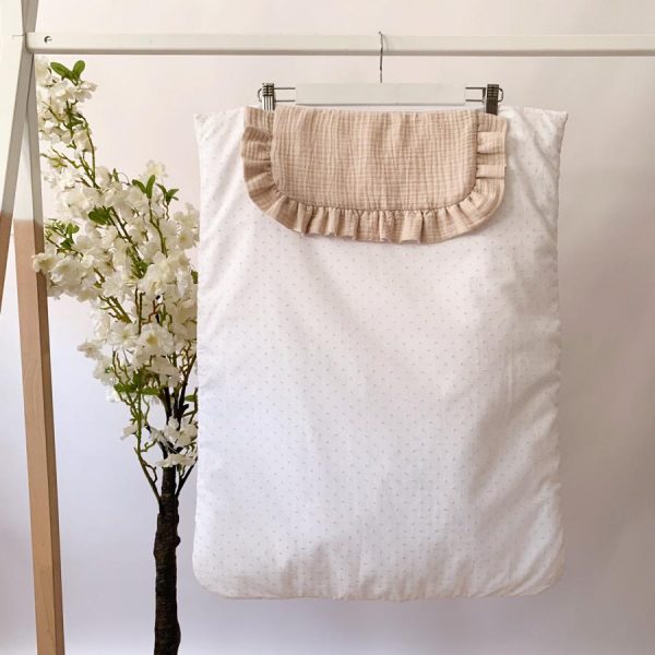 colcha desenfundable tela blanca plumeti beige