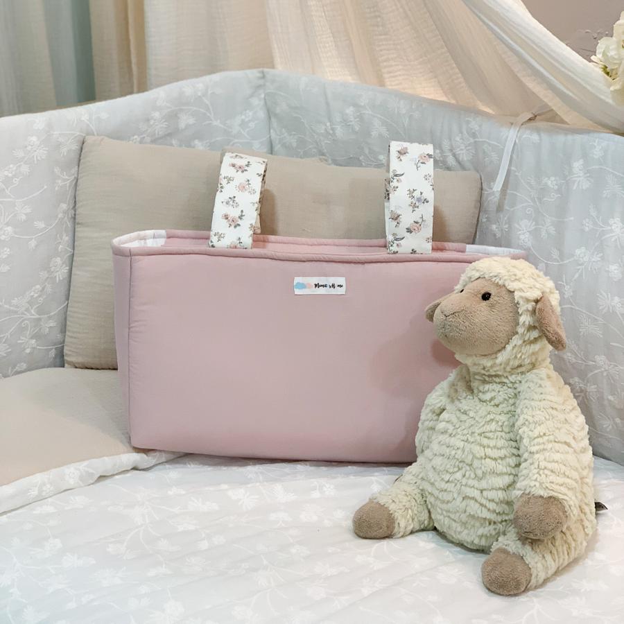 Bolso de mano de tela de algodón con cremallera para bebé, bolsa de  equipaje con diseño de oso y flor bordada, de lujo, color Beige