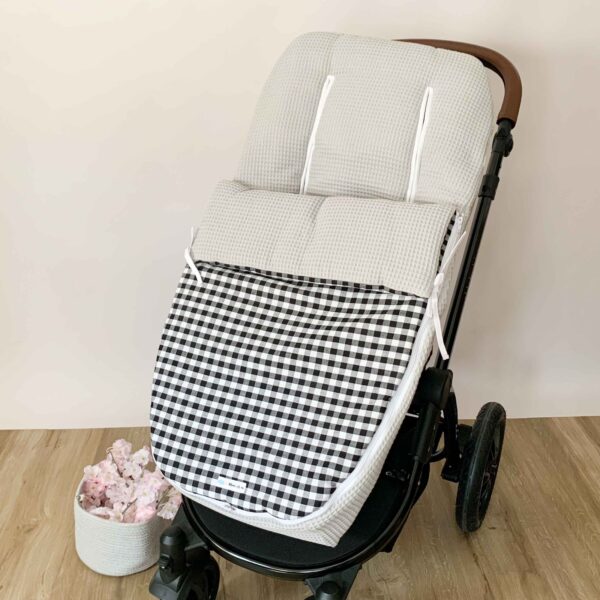 saco de silla vichy negro y pique gris