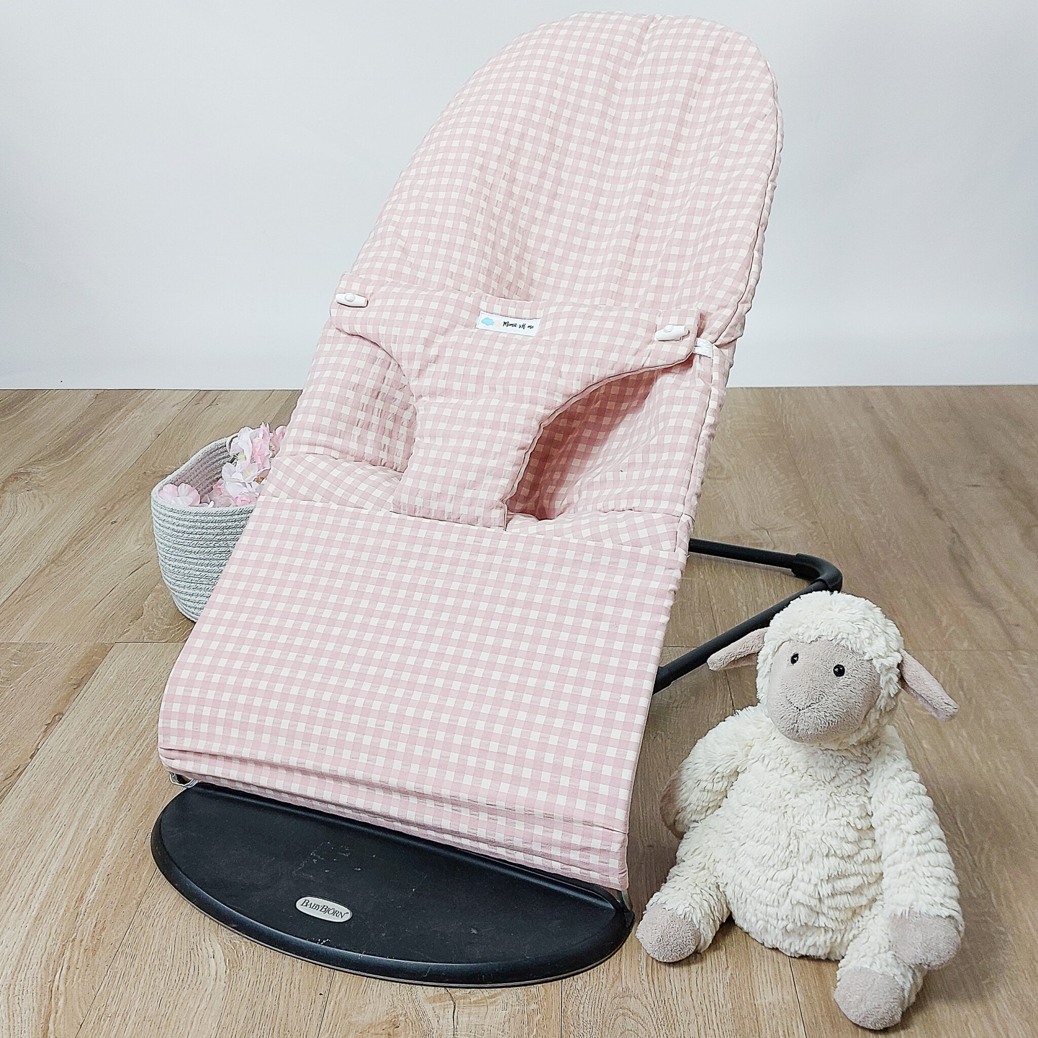 Funda para hamaca babybjorn tela vichy rosa maquillaje 24-48h