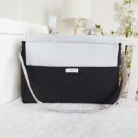 Bolso paseo Milán tela loneta negra con pique gris 24/48h