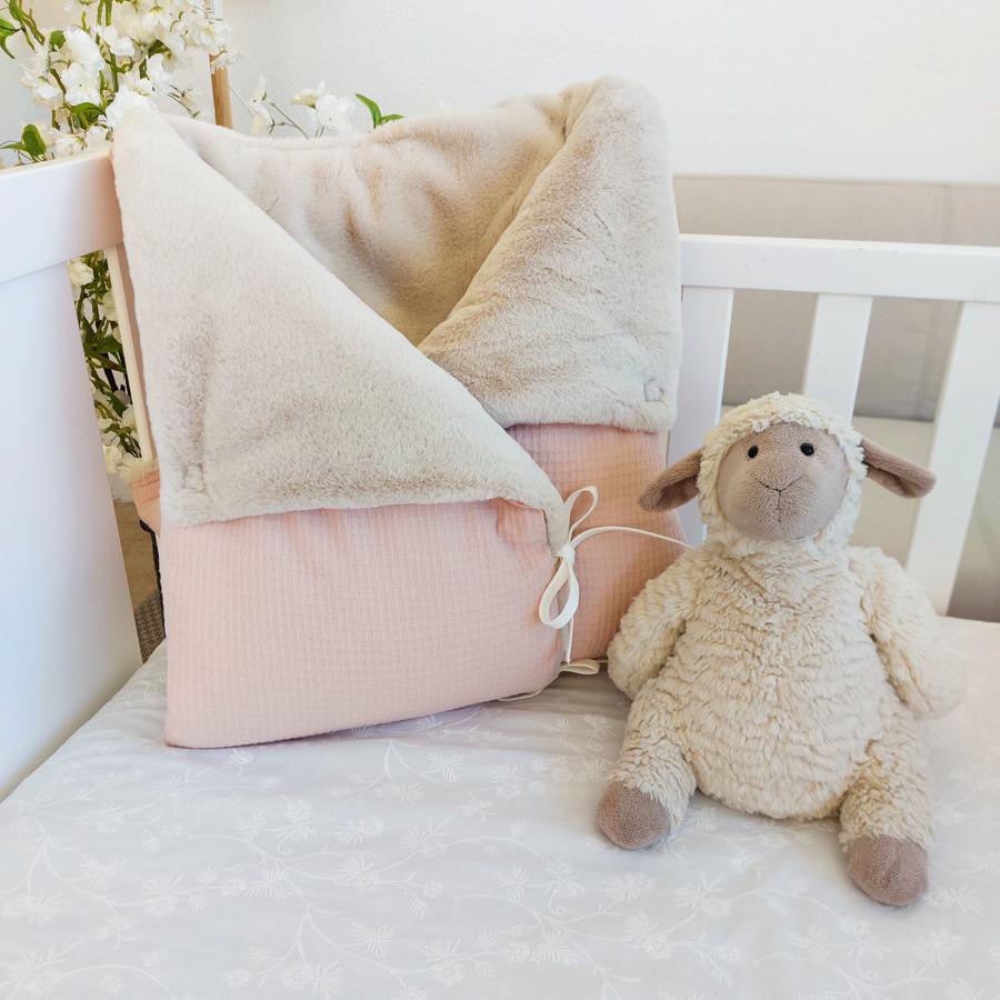 Saco bebe capazo tela sack beige e interior bambula beige - Mimitos Home