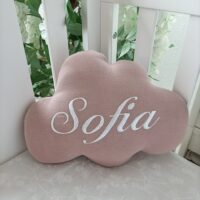 COJÍN DE BEBE CON NOMBRE BORDADO BAMBULA ROSA MAQUILLAJE CON SOFIA
